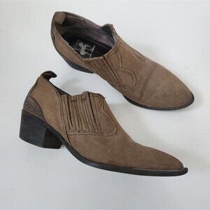 SAM EDELMAN | Halton Western Ankle Bootie Brown Taupe Leather embellished sz 6M